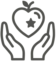 Hands holding star heart icon