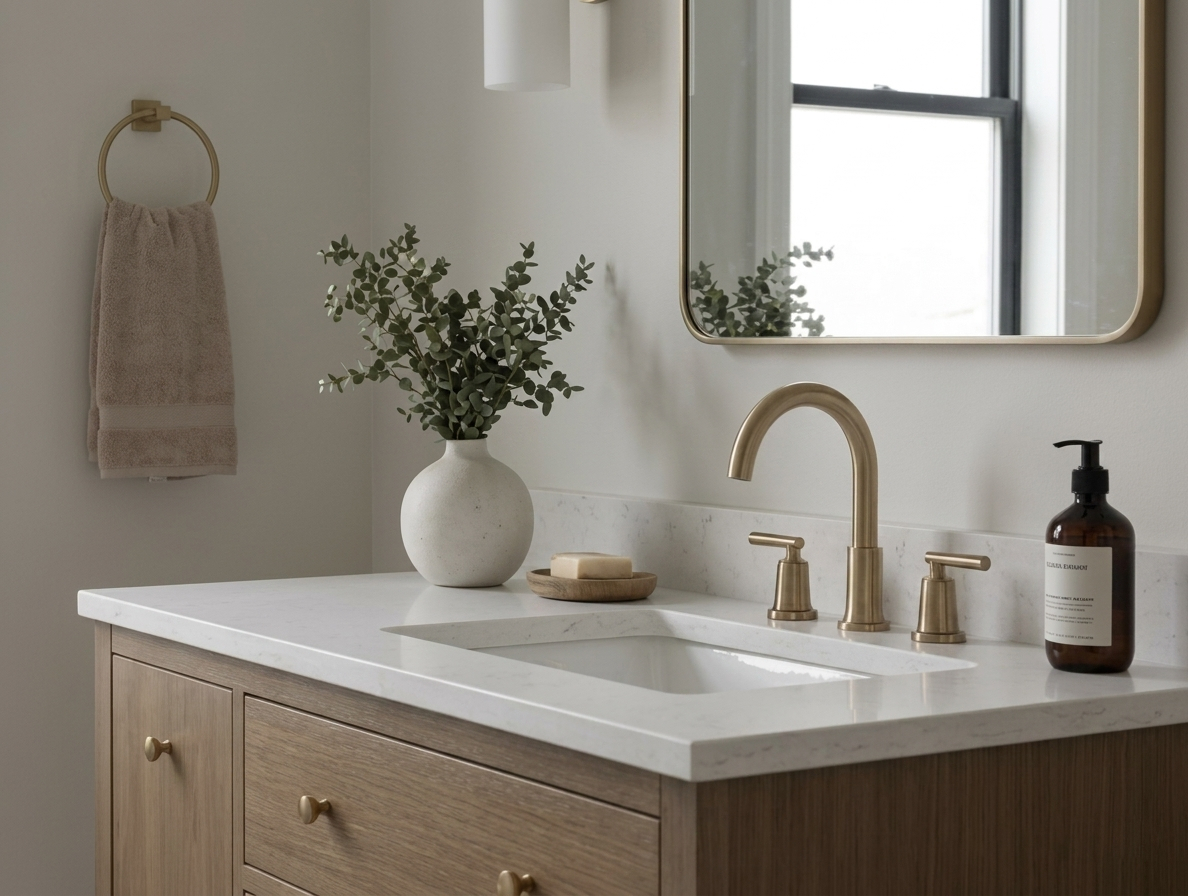 Modern bathroom sink vanity interior