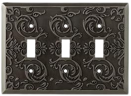  3-Gang Antique Pewter Standard Toggle Metal Wall Plate